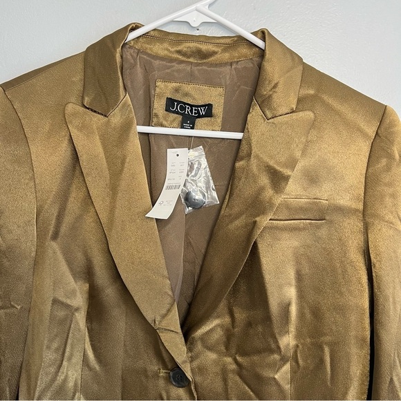 J Crew Womens Green Blazer Sz 4 Two Button  Viscose Silky Preppy Office Career - Picture 4 of 9